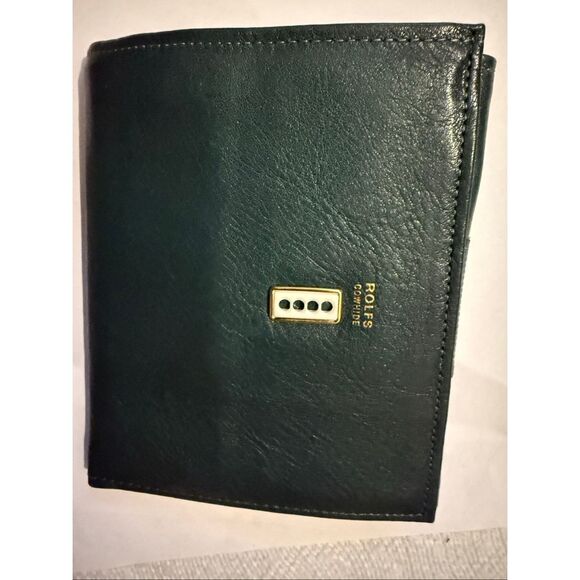 Rolfs Unisex Leather Flap Coin Pocket Tri-fold Card Holder Wallet Green OS NWOT - Picture 1 of 7